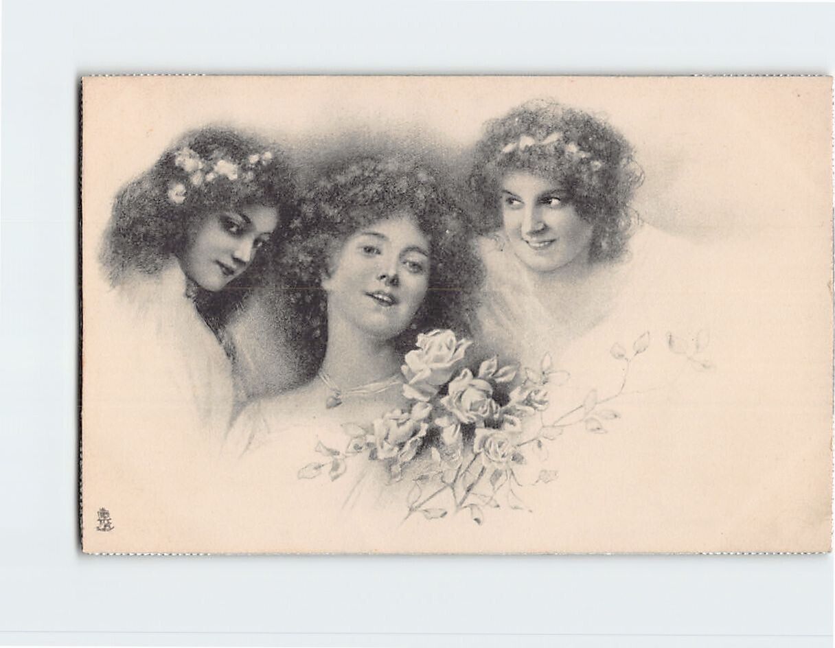 Postcard Vintage Portrait of Three Women
