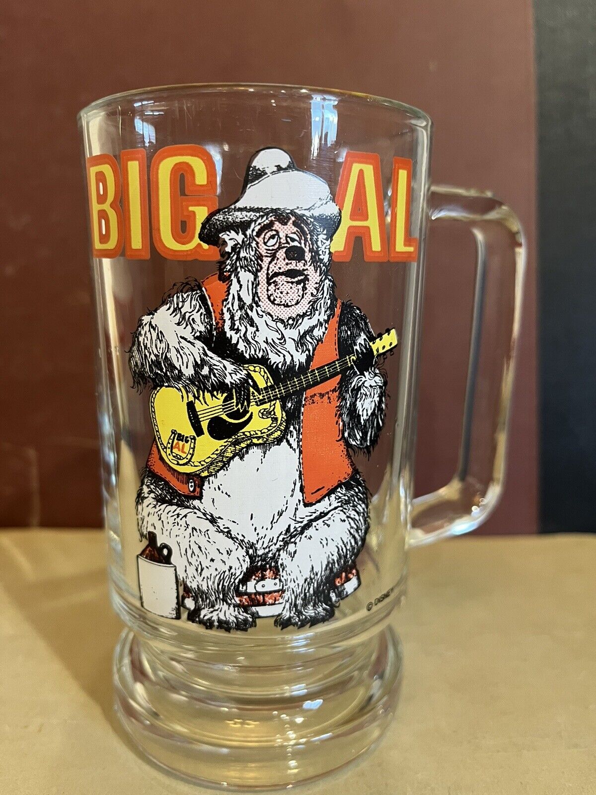 Vtg 1972 Big Al Country Bear Jamboree Walt Disney Productions Glass Mug/Stein NM