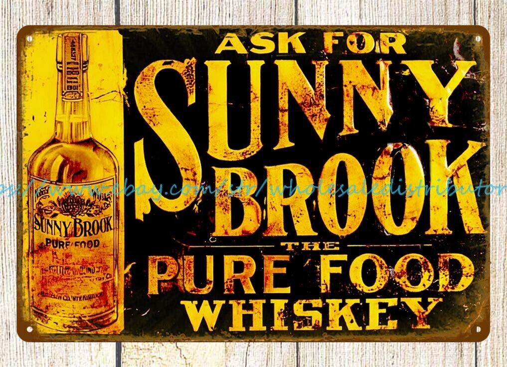 Sunny Brook Pure Food Whiskey metal tin sign coffee shops outdoor wall art