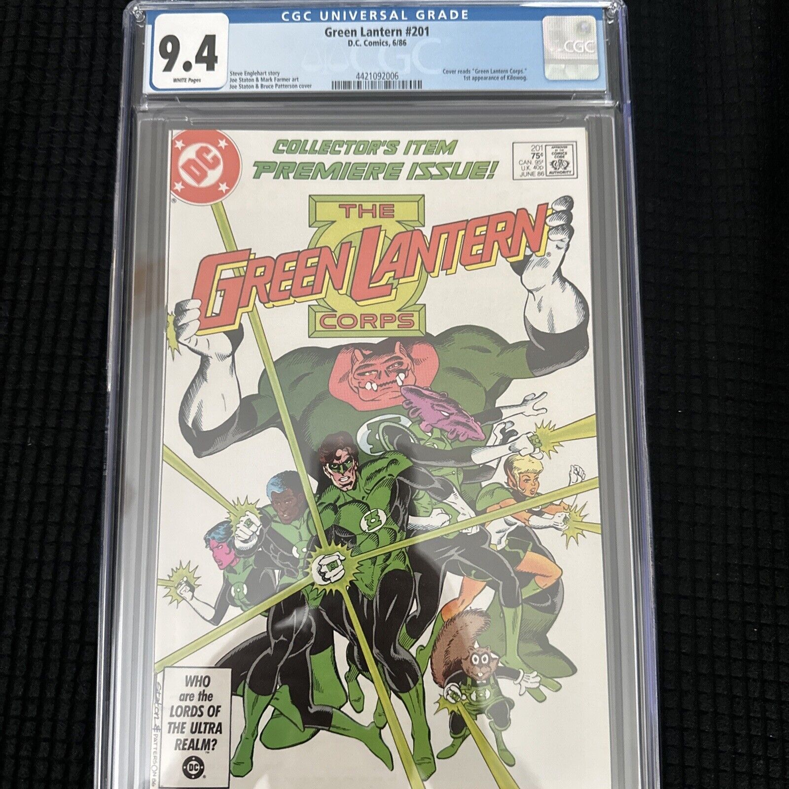 Green Lantern #201 CGC 9.4 (DC Comics 1986) 1st Appearance of Kilowog | GL Corps
