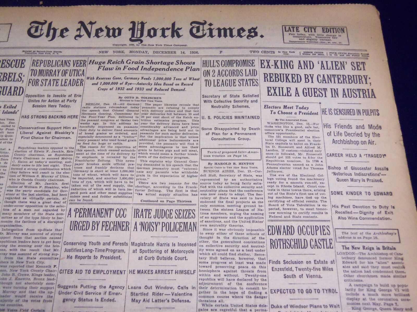 1936 DEC 14 NEW YORK TIMES - EX-KING & ALLEN REBURIED BY CANTER BURY - NT 2137