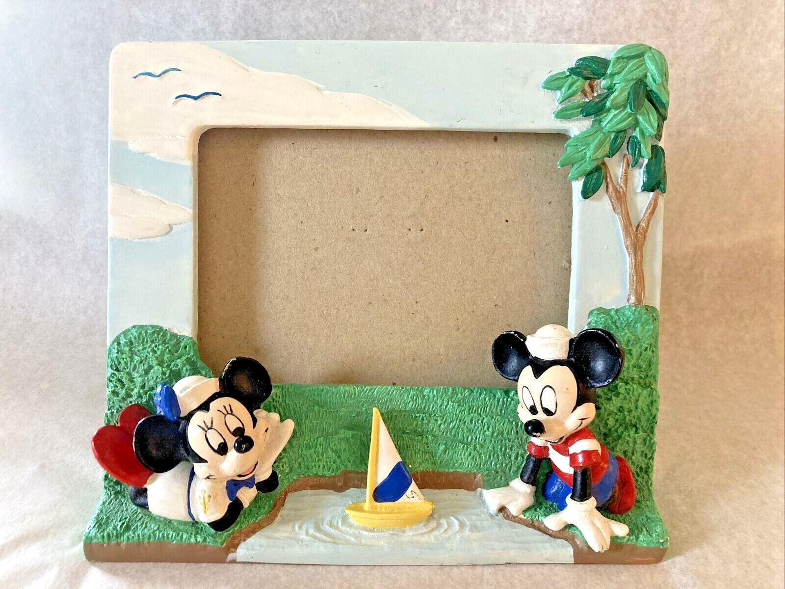 Vintage Walt Disney Company Mickey Mouse and Minnie Mouse Ceramic Picture Frame