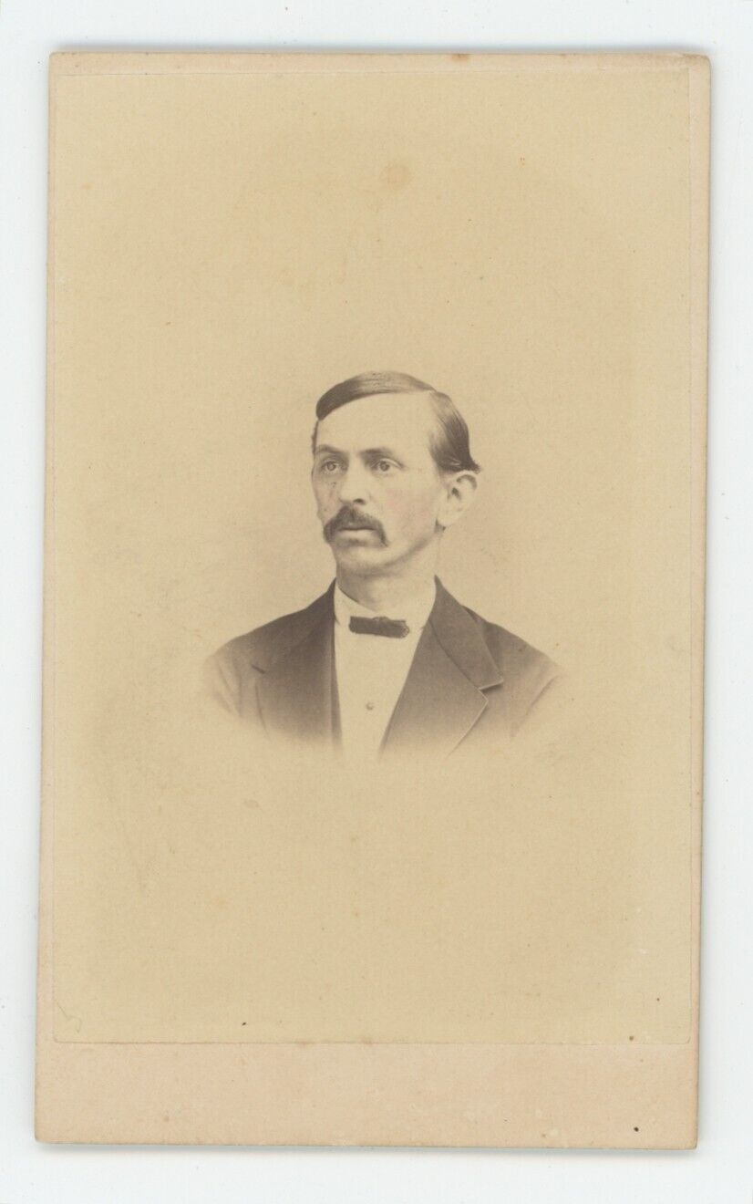 Antique Hand Tinted CDV Circa 1870s Older Man in Suit With Mustache Reading, PA