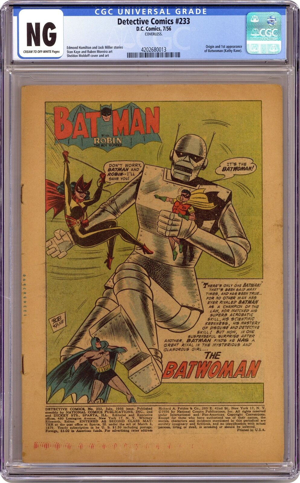 Detective Comics (1937 1st Series) 233 CGC Coverless 4202680013 1st Batwoman