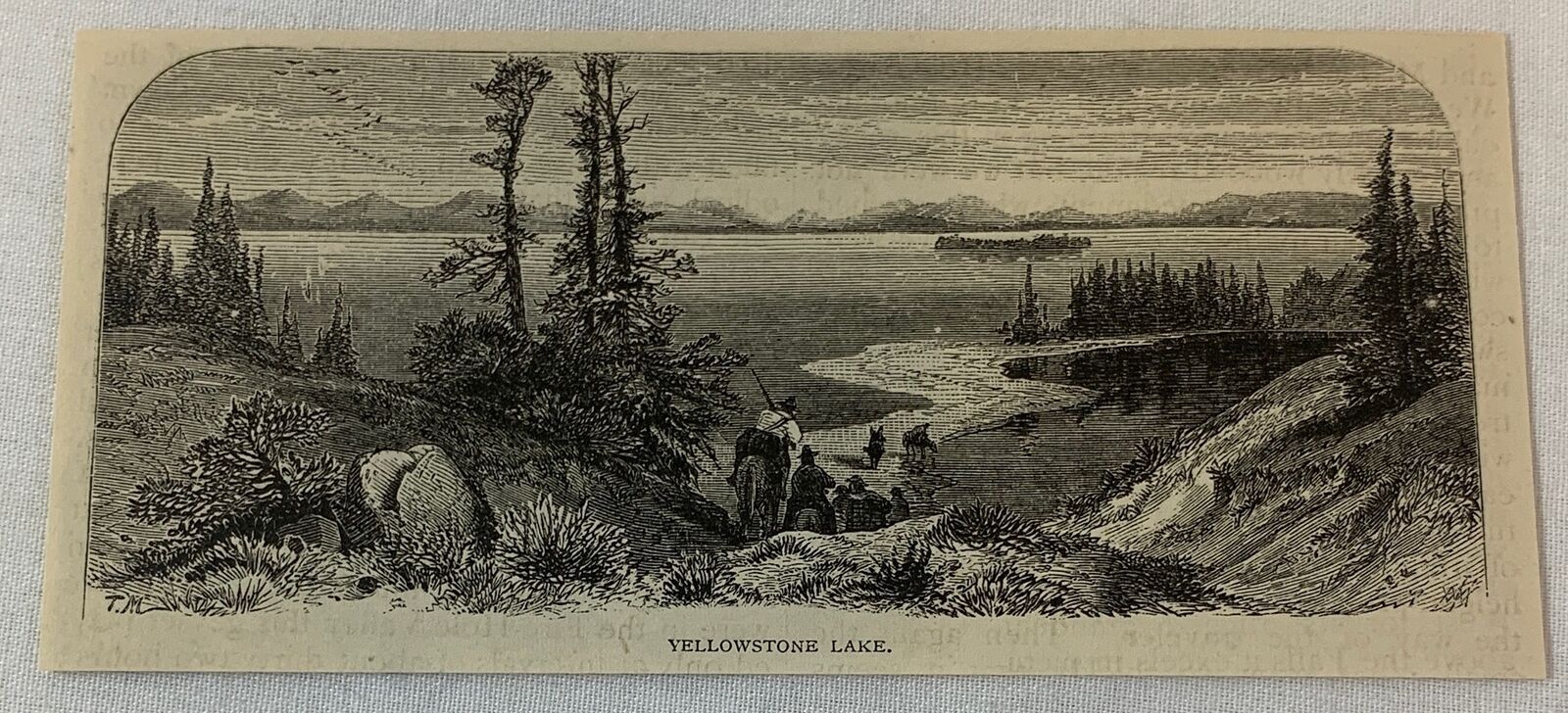1872 magazine engraving ~ YELLOWSTONE LAKE Yellowstone National Park