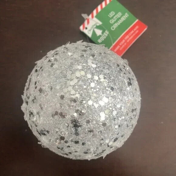 Glittery LED Holiday Ball Ornament