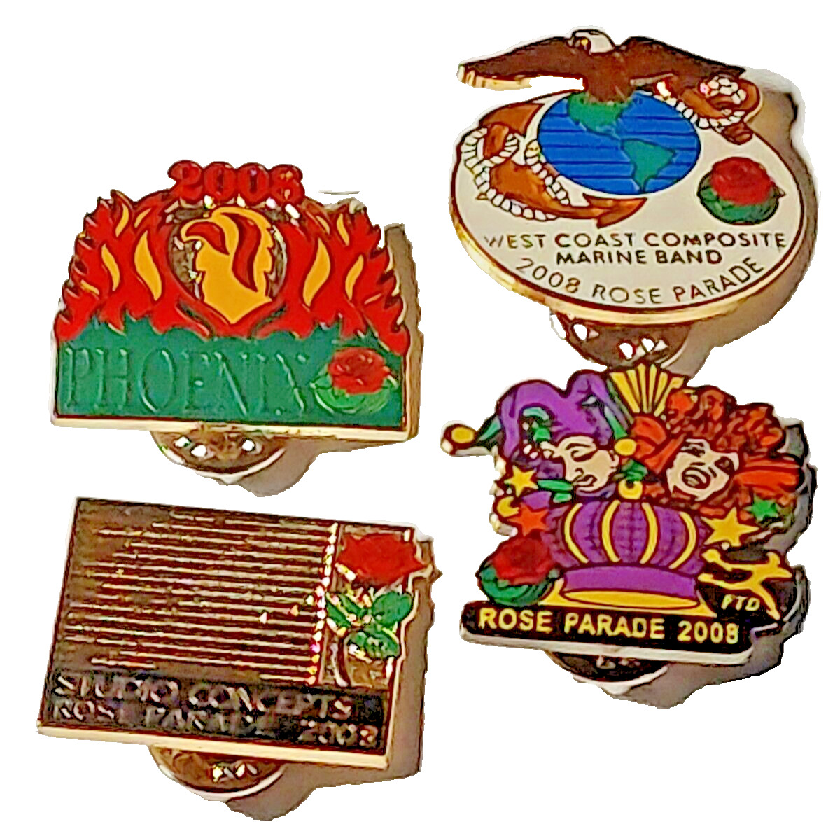Rose Parade 2008 119th Tournament of Roses Lot of 4 Lapel Pins (103)