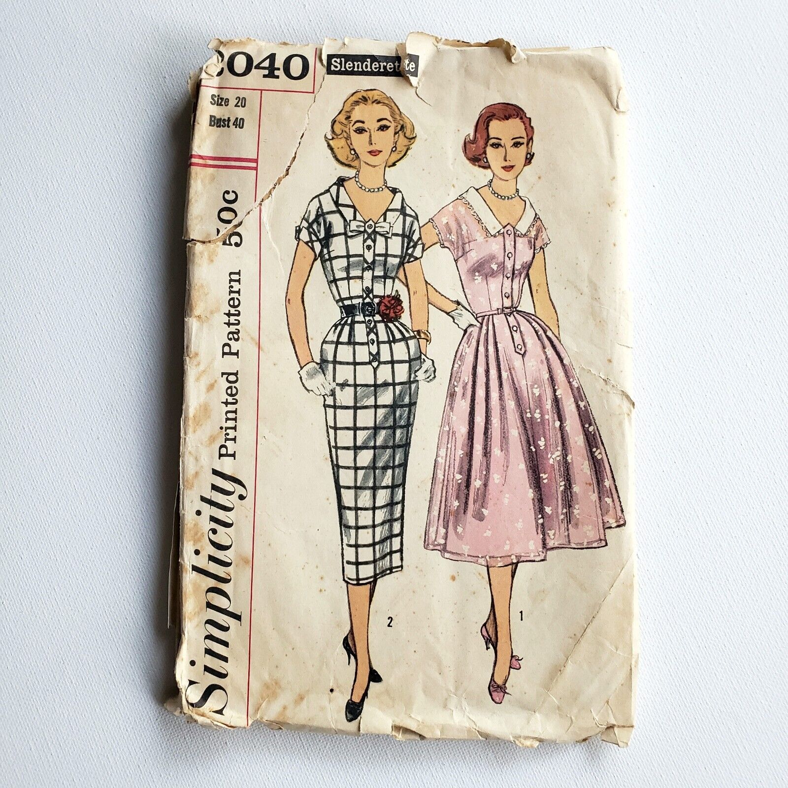 1950s Vintage Simplicity 2040 Cocktail Dress Sewing Pattern