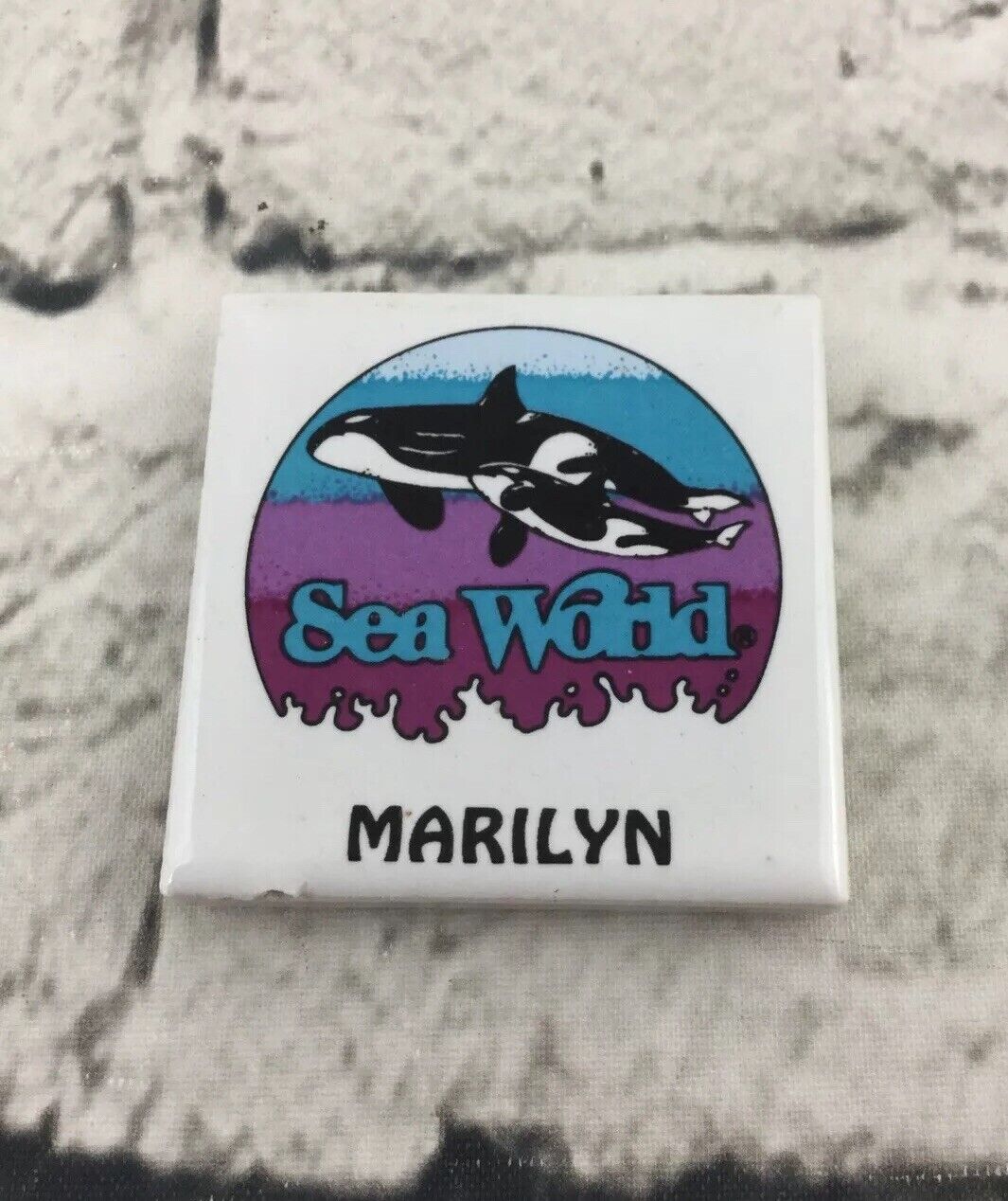 Sea World Ceramic Tile Souvenir Magnet Monogrammed Marilyn Small