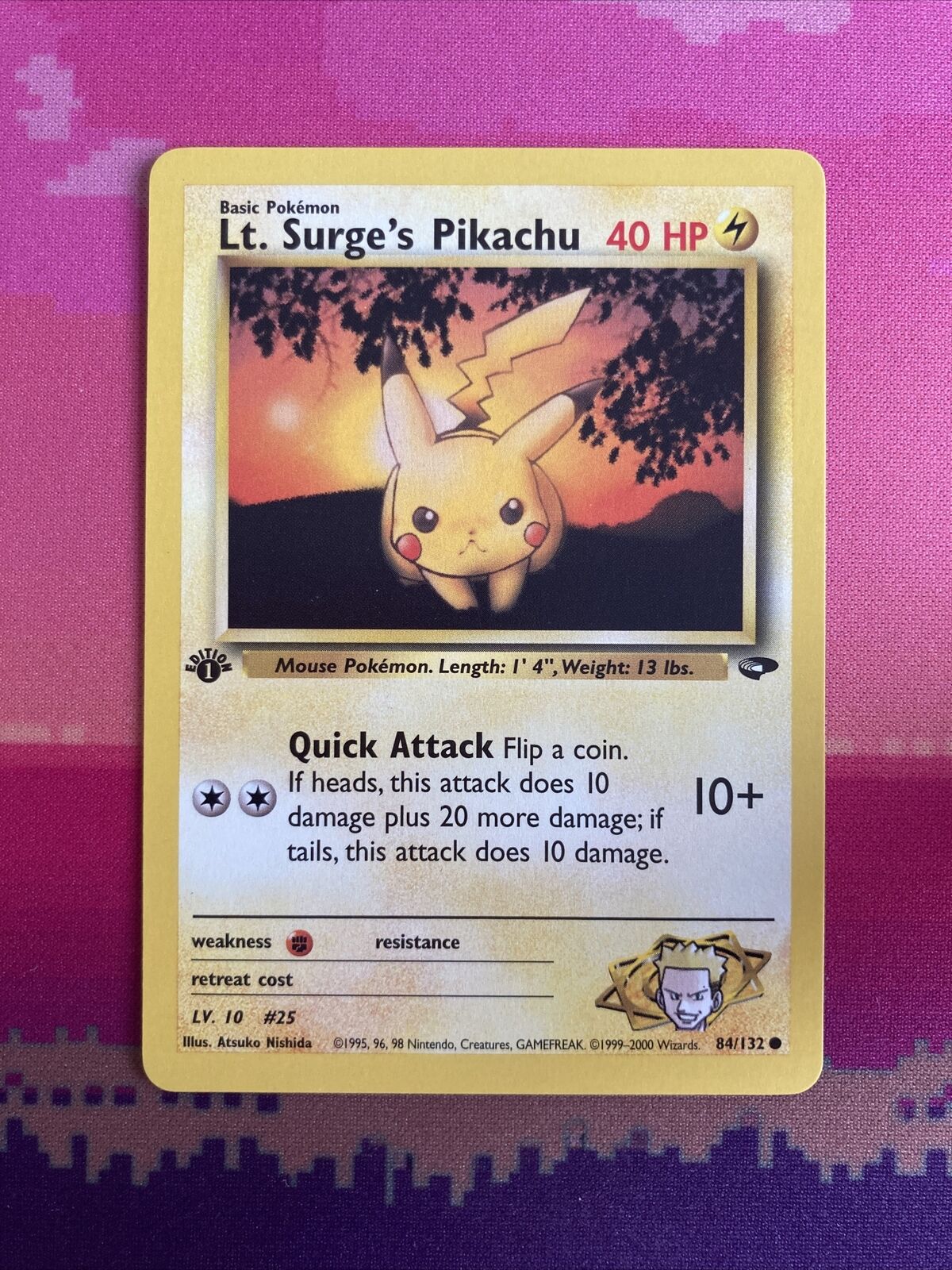 Pokemon Card Lt Surge's Pikachu Gym Challenge 1st Edition 84/132 Near Mint