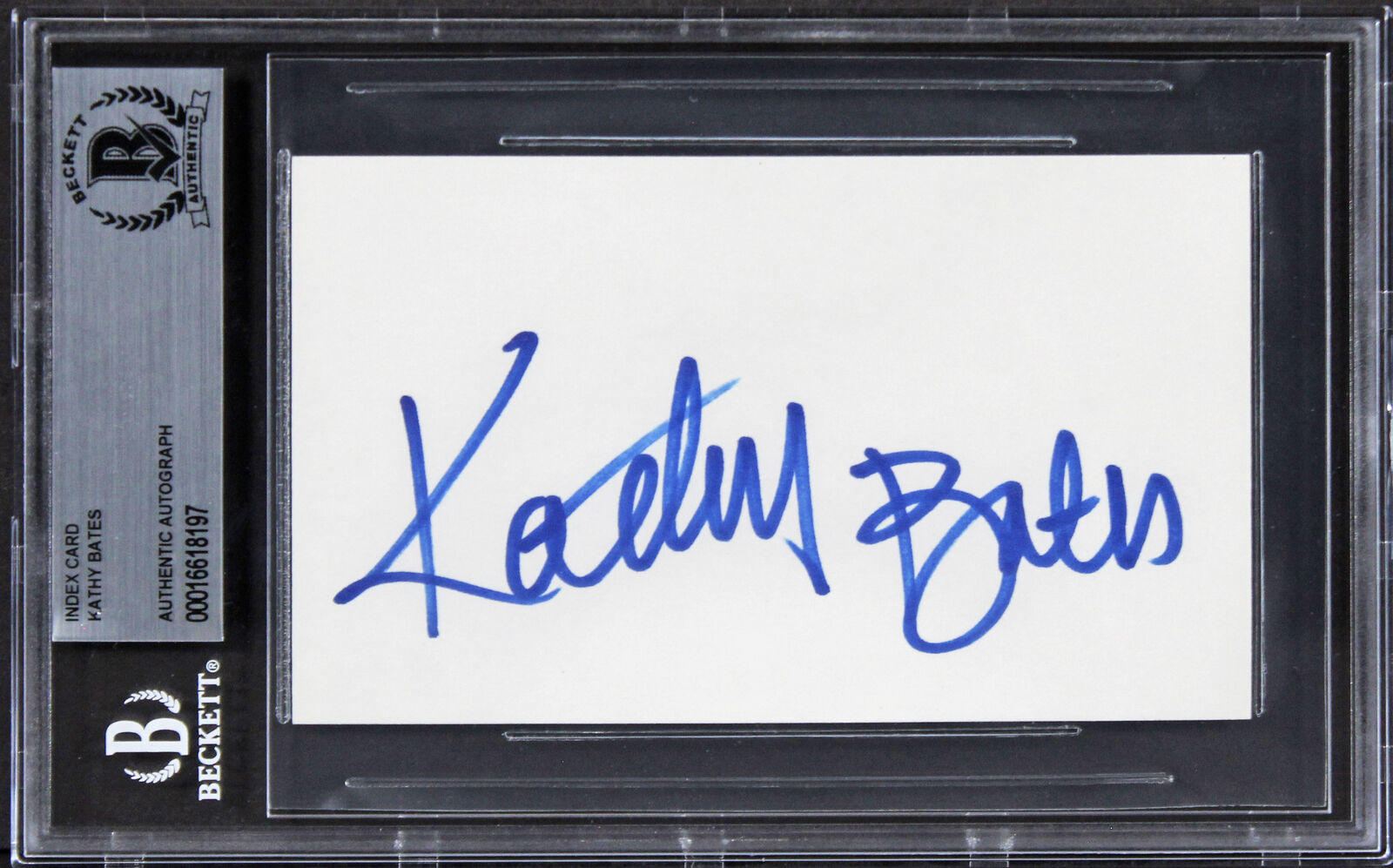 Kathy Bates Misery Authentic Signed 3x5 Index Card Autographed BAS Slabbed