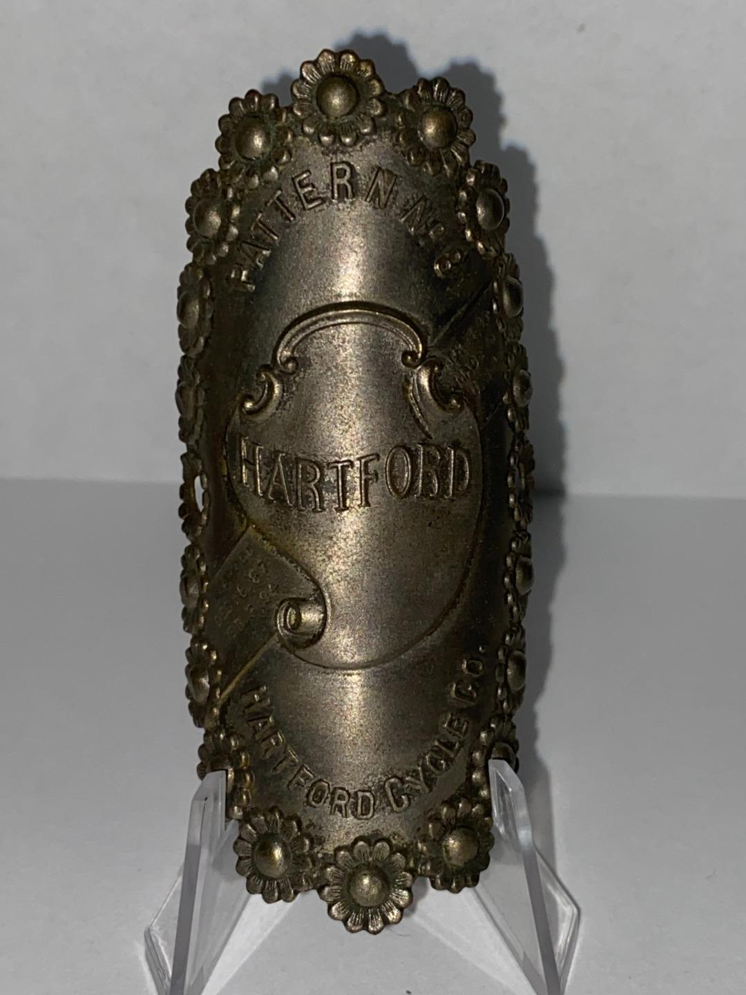 early antique 1890\'s Hartford Cycle Co #8 bicycle HEAD BADGE Conn TOC 1887 1894