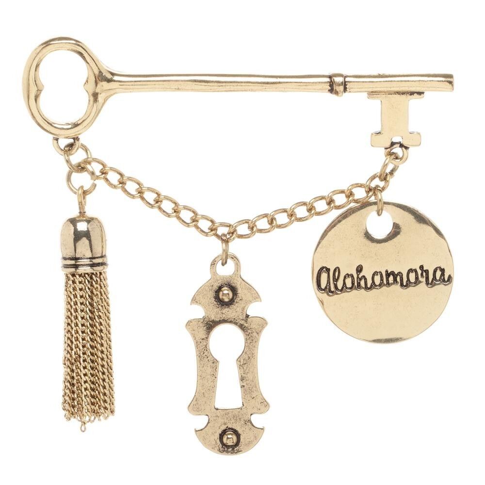 Alohomora Unlocking Spell Pin Harry Potter Charm Pin Lock Key Hole Tassel Metal 