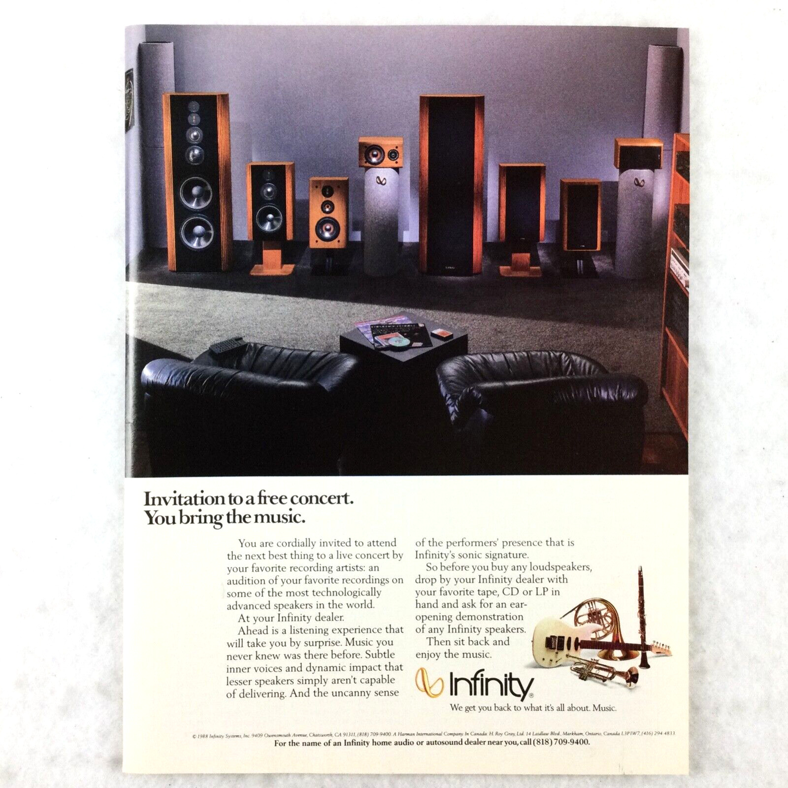 INFINITY Speakers 80s Vintage PRINT AD Hi-Fi Music Home Audio MAN CAVE ART DECOR