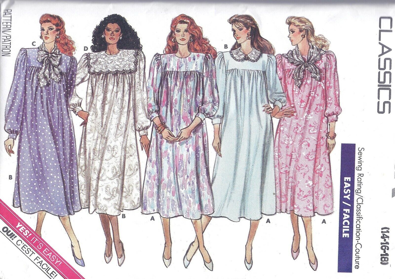 Vintage Women\'s Long Loose Fit Flowing Dress Sewing Pattern UNCUT 1980\'s