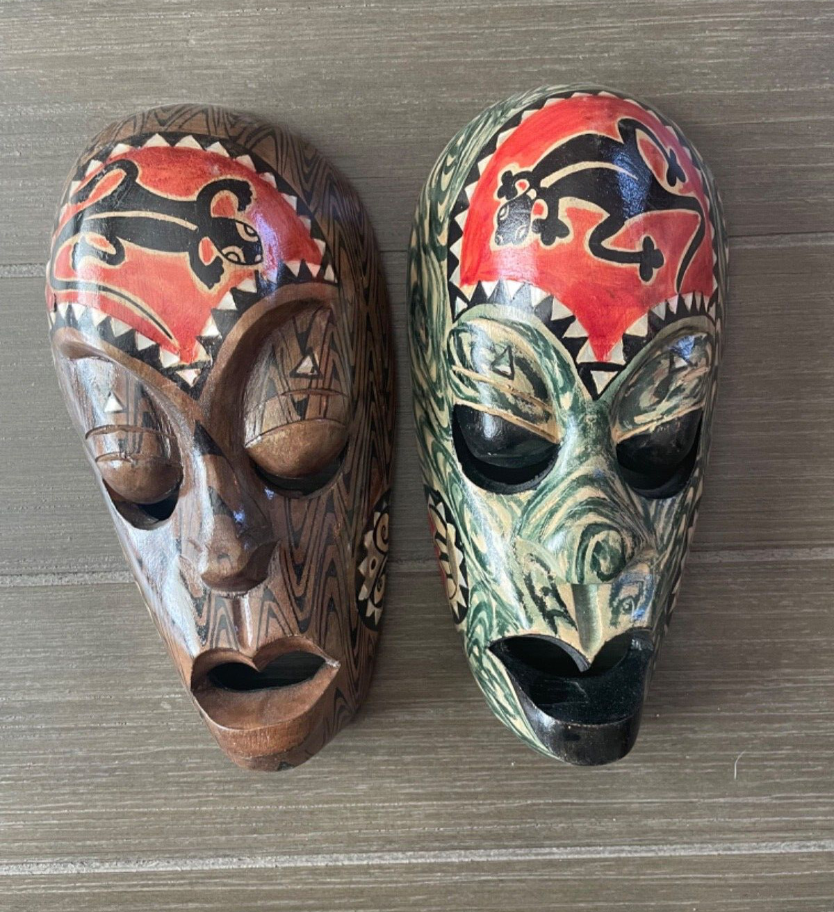 Vintage Tribal Mask Wooden Set Of Two