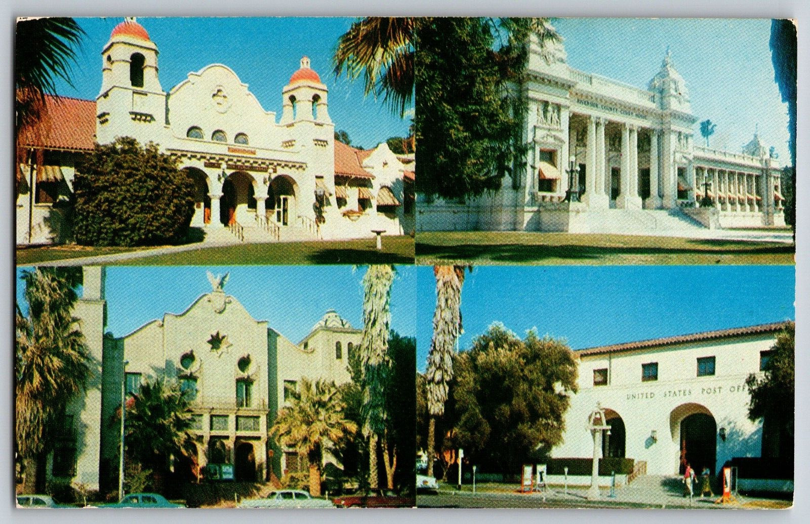 California, Riverside -  Public Library Country Court House - Vintage Postcard