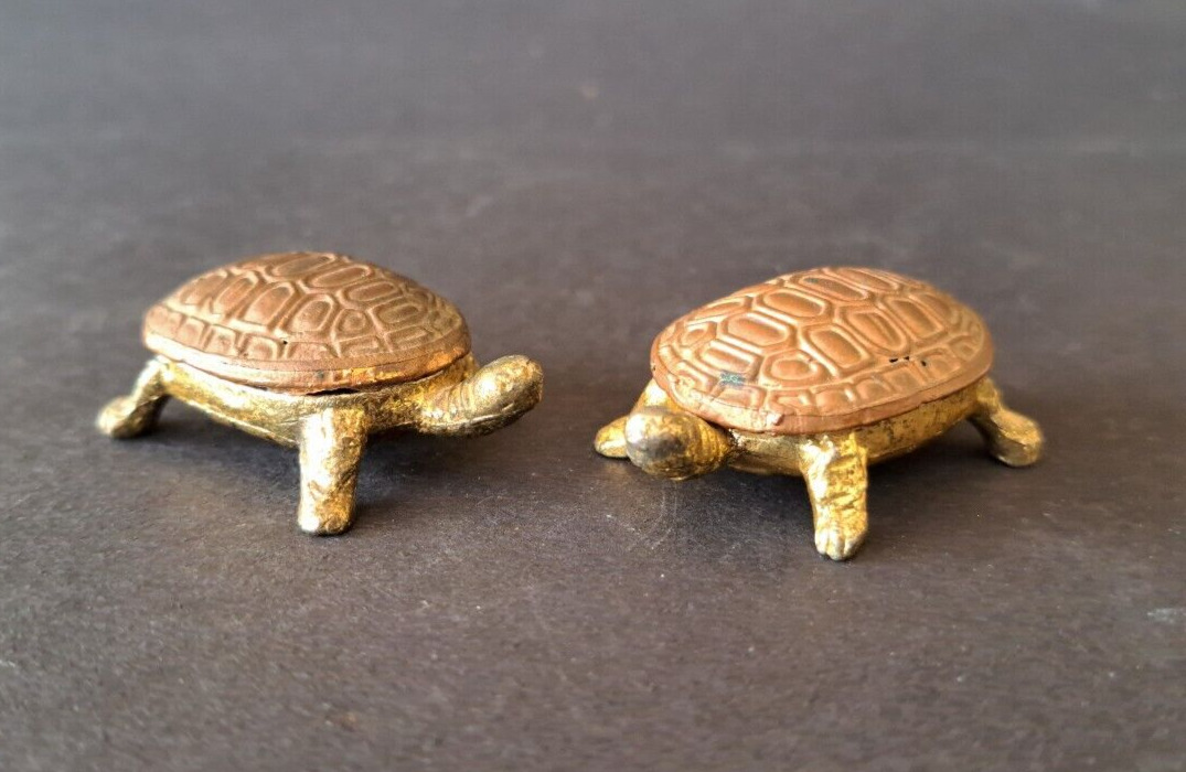 Vintage Pair of 2 Turtles miniature Vastu Feng shui