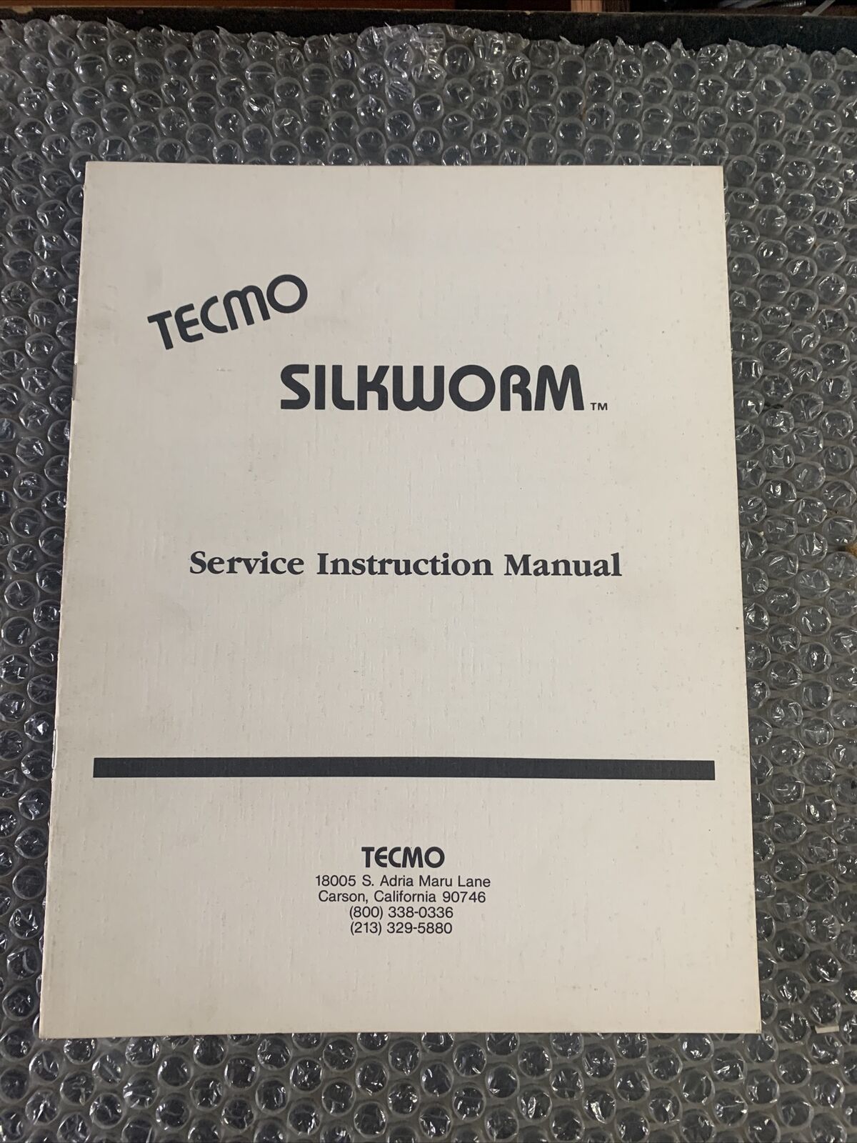 SILKWORM TECMO  original video game  machine  manual