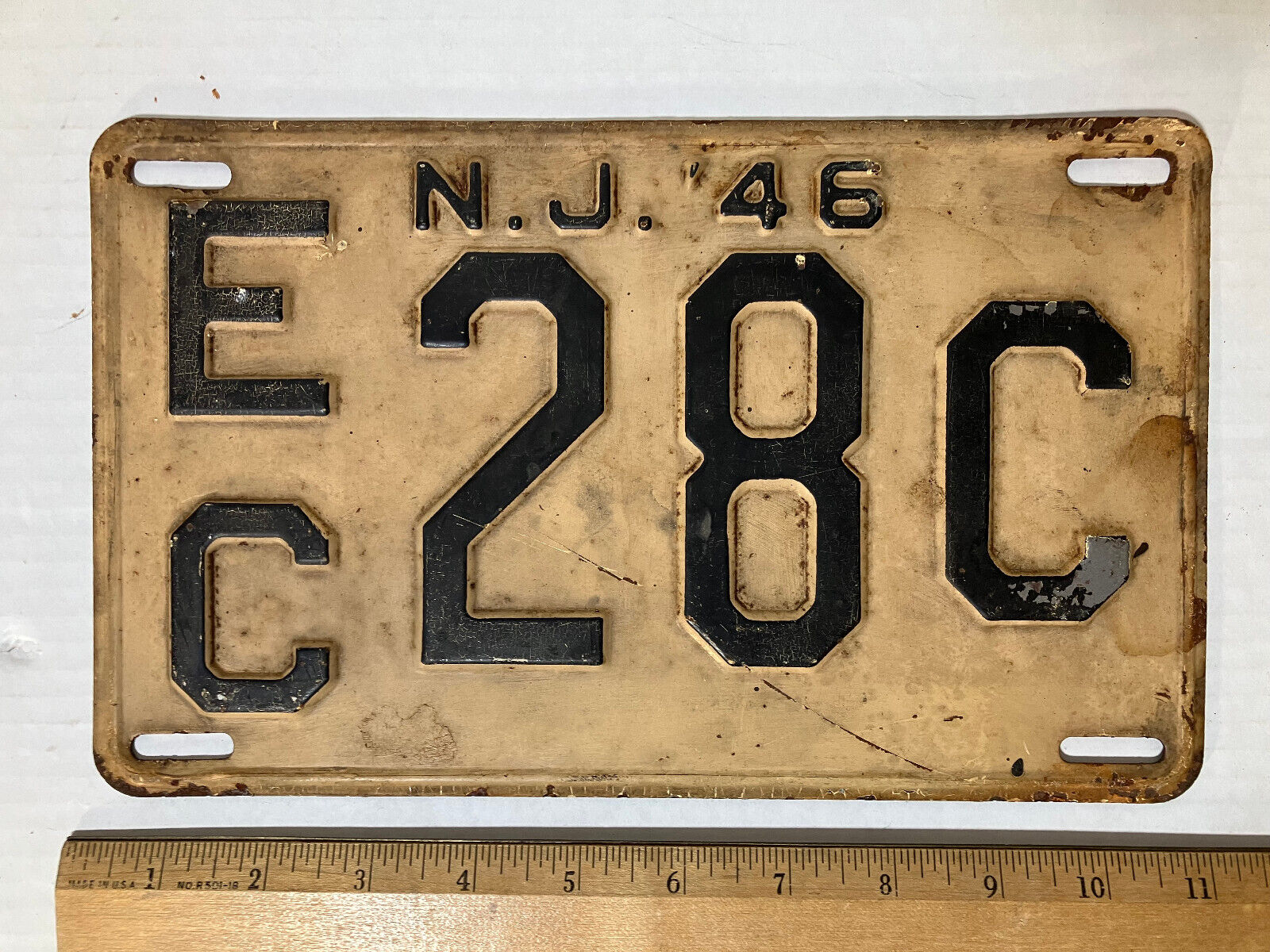 Vintage 1946 NEW JERSEY N.J. State License Plate  EC 28C