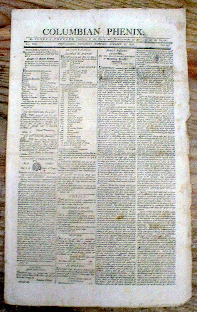 1810 Providence RHODE ISLAND newspaper w GUNSMITH AD for Rifles MUSKETS Pistols