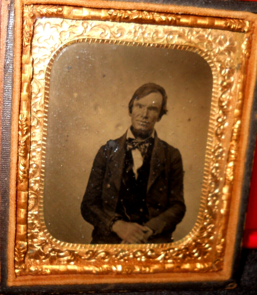 1/6th Size Tintype of young man in half case