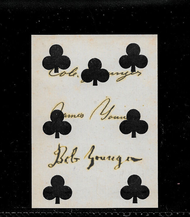Cole, Bob, James Younger Gang Autograph Reproduction on Real 1800s Playing Card