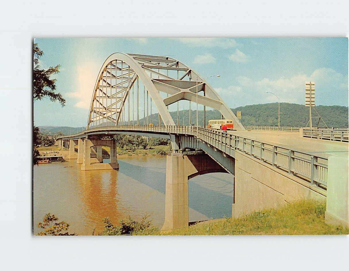 Postcard Fort Henry Bridge Spanning the Ohio River at Wheeling West Virginia USA