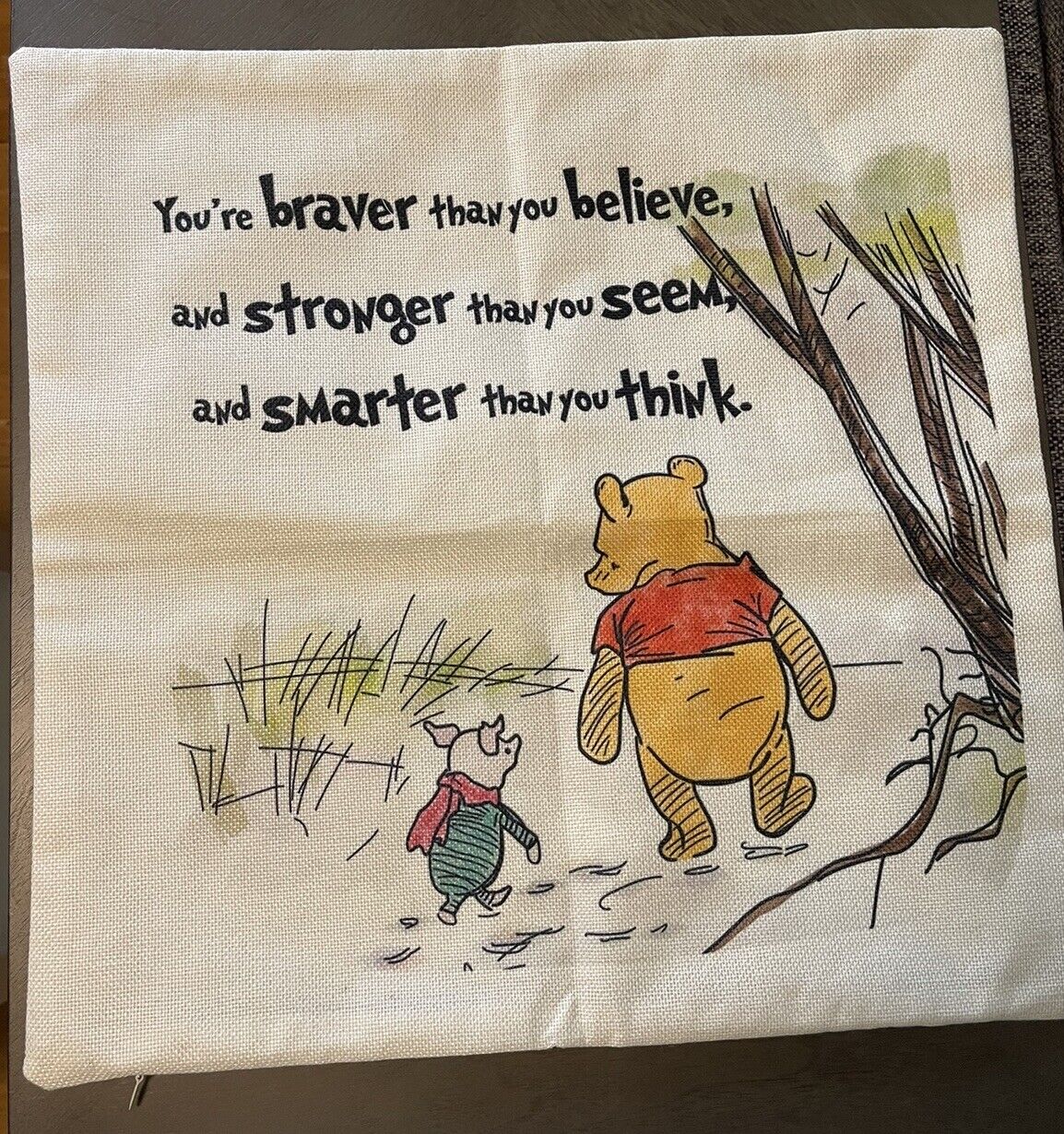 New Classic Winnie The Pooh Quotes 18” X 18” Pillow Cover with Zipper Closure