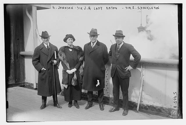 Photo:E. Johnson, Sir. J. & Lady Eaton, Sir E. Shackleton