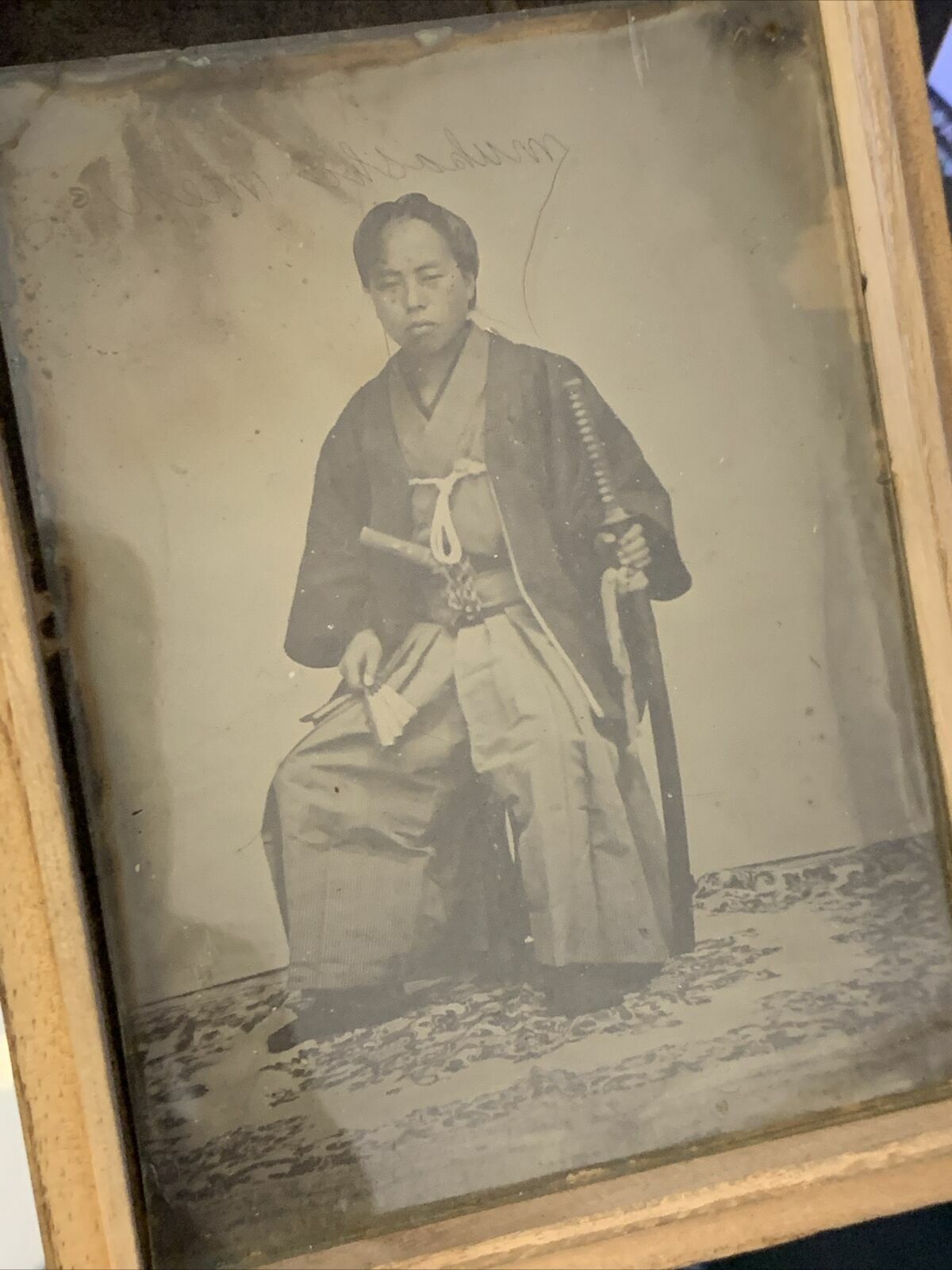 1865 Japan Ambrotype + CDV of Samurai Warrior Photographer Named, Dated, 2 Items