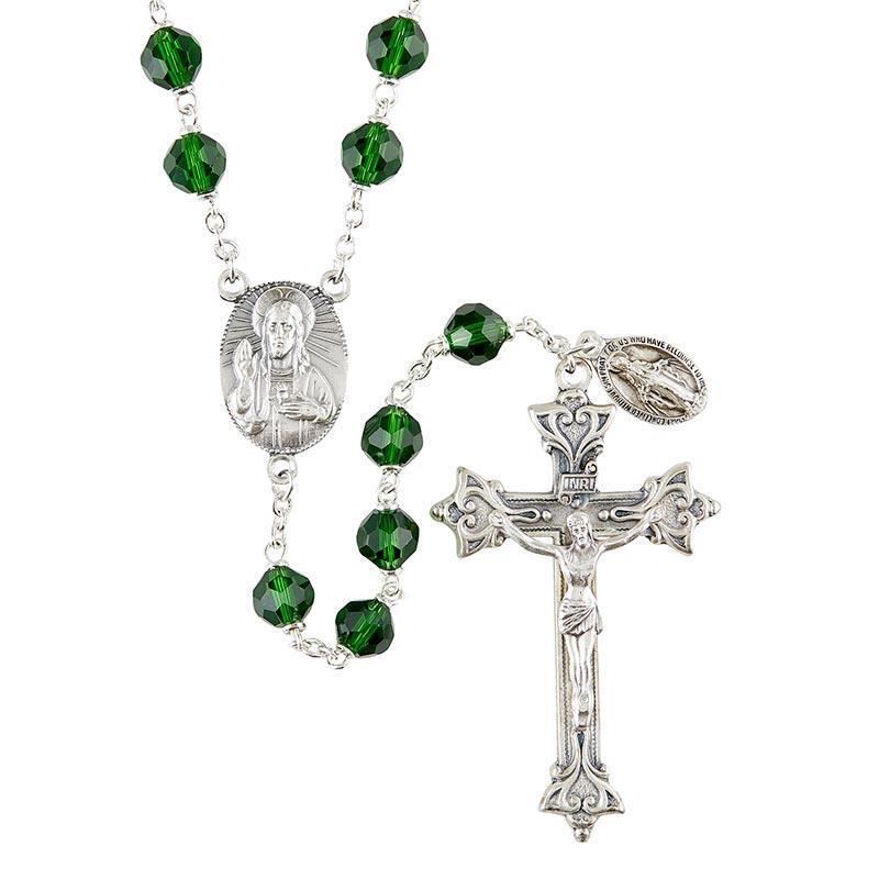 Emerald Crystal Bead LocLink Vienna Rosary Great Gift Rosery for First Communion