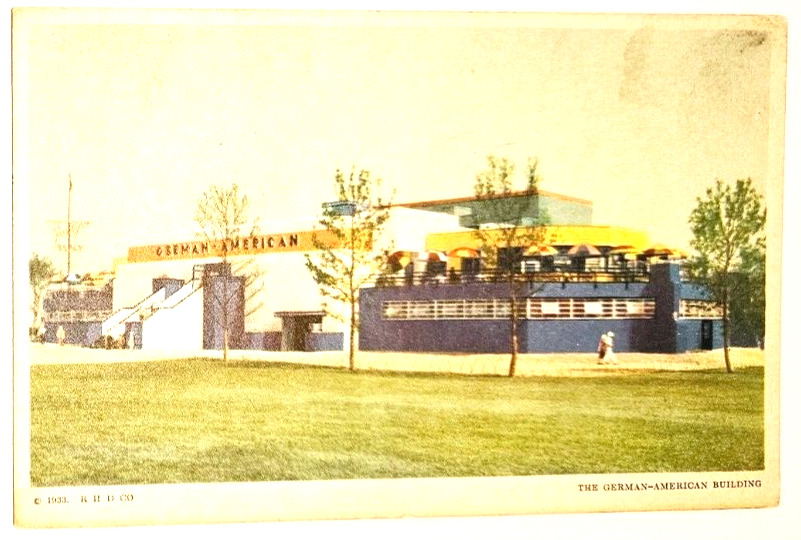 1933 Century of Progress Chicago Intl Exposition German American Bldg Postcard