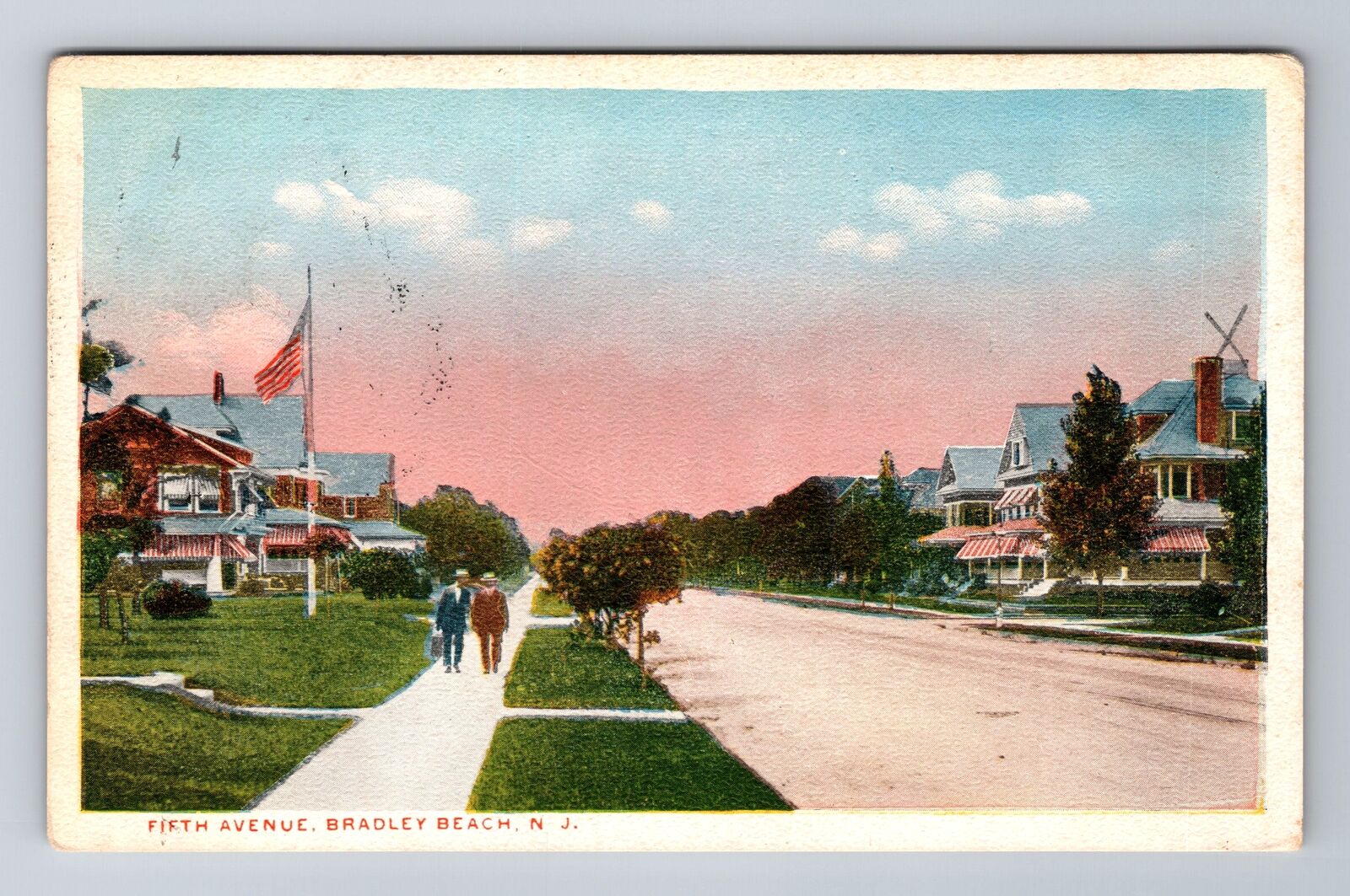 Bradley Beach NJ-New Jersey, Fifth Avenue, Antique, Vintage c1916 Postcard