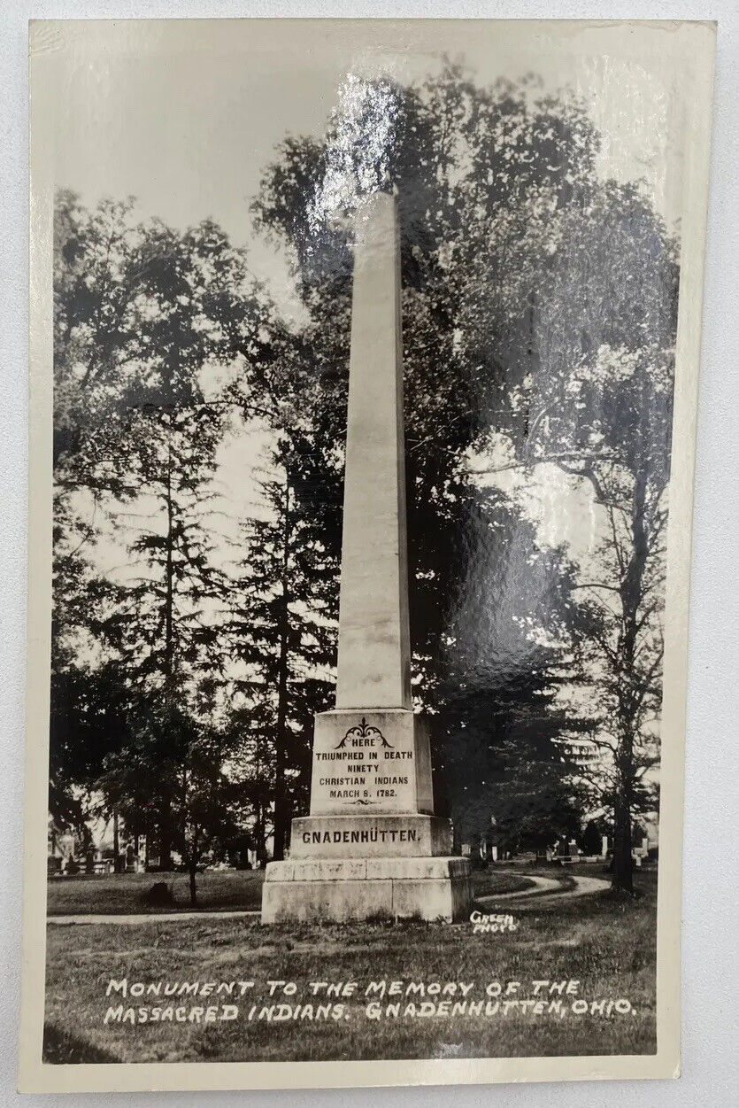 Postcard OH Monument To Massacred Indians Gnadenhutten RPPC Unused