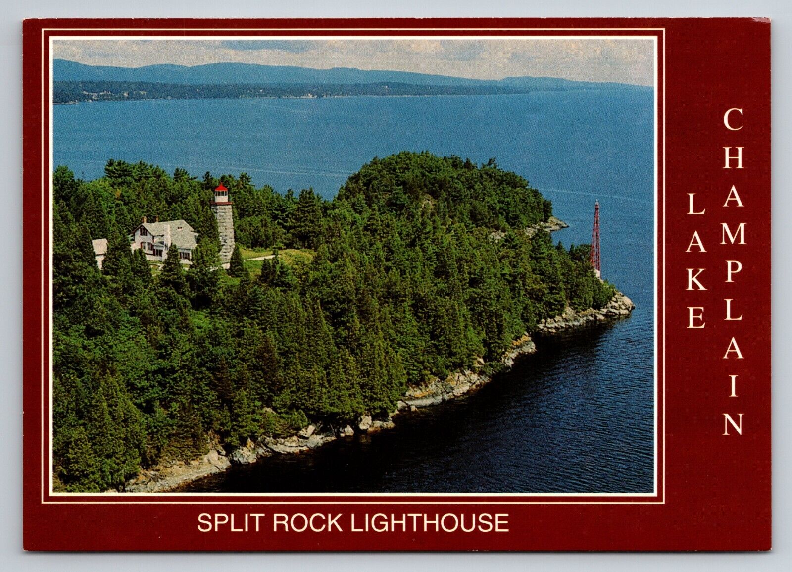 Split Rock Lighthouse Lake Champlain New York Vintage Unposted Postcard