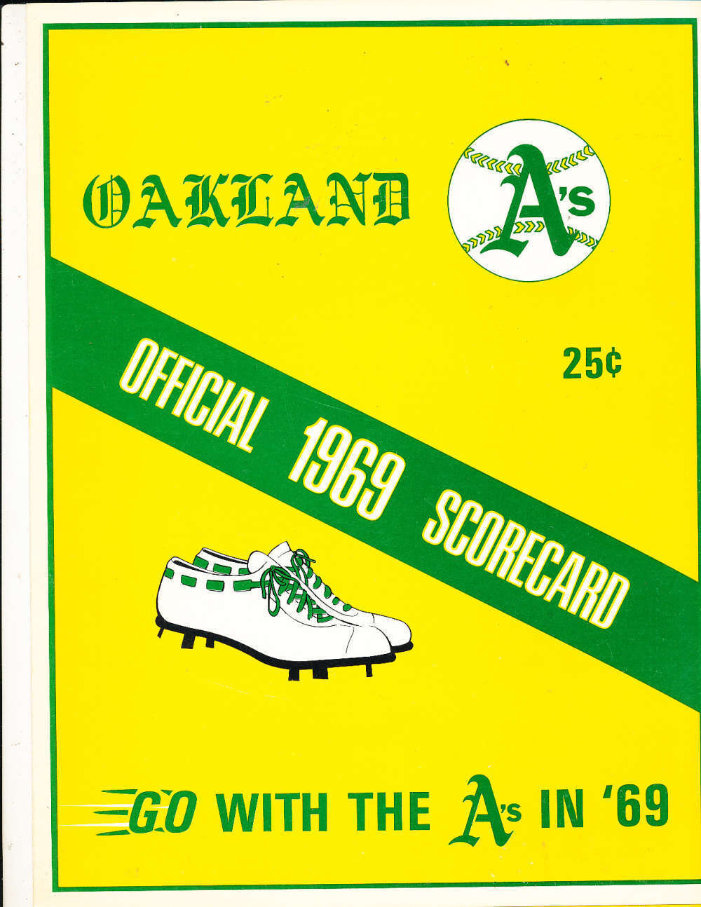 1969 Oakland Athletics vs Washington Senators unscored program bxmlb1
