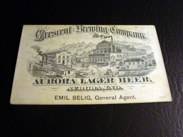 Circa 1890s Crescent Brewing Factory Scene Trade Card, Aurora, Indiana