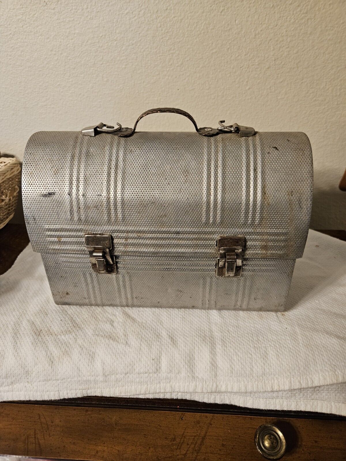 Aluminum Domed Miners Silver Work Lunch Box 