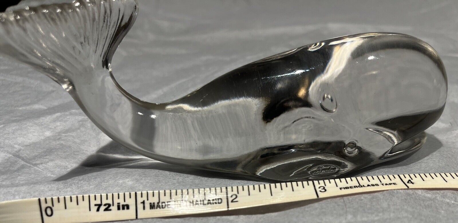 Fenton Clear Art Glass Whale Paperweight Figurine Figure Mammal Animal Vtg