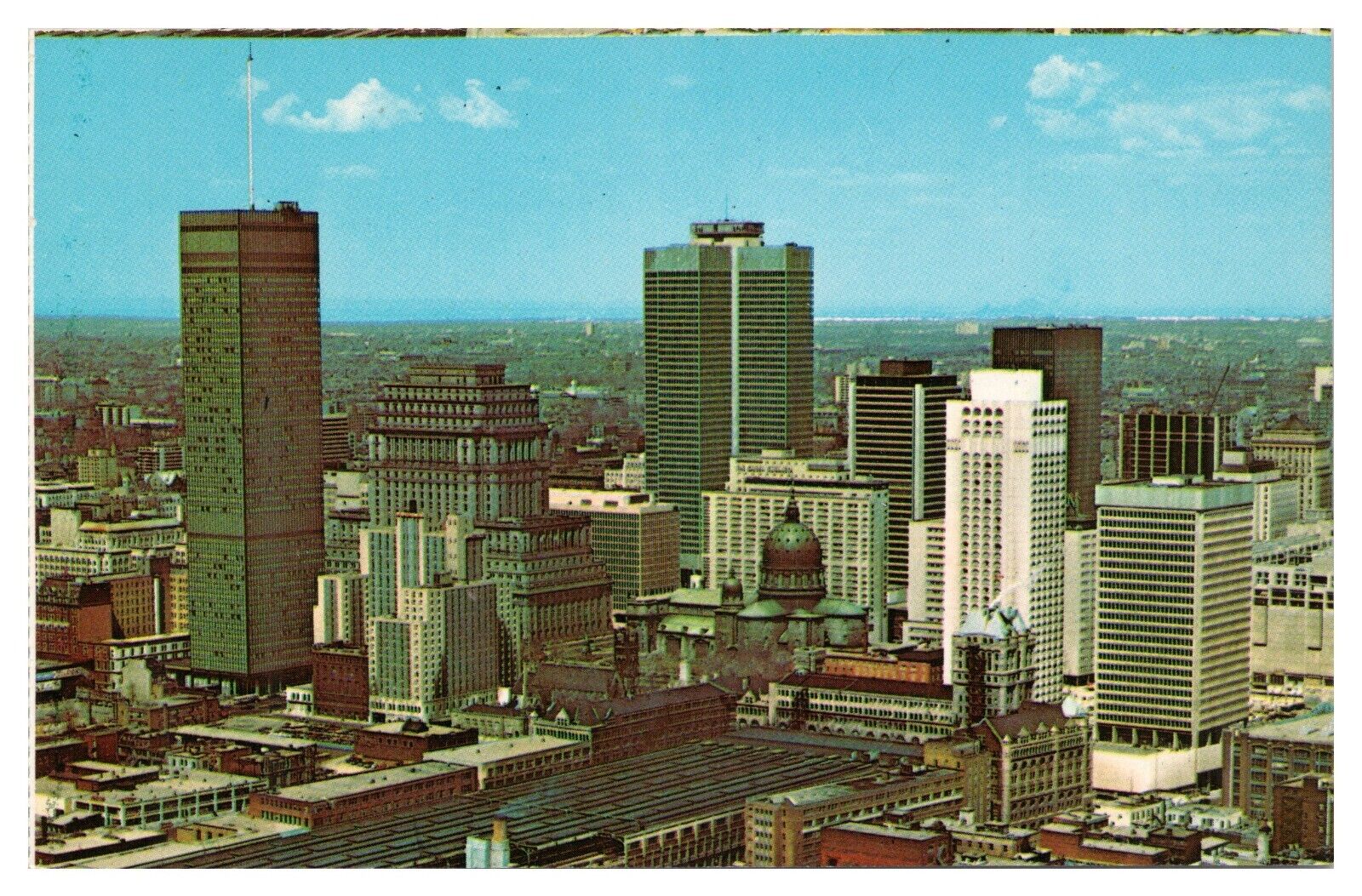 Vintage Montreal Quebec Canada Postcard Downtown Business District Unused Chrome