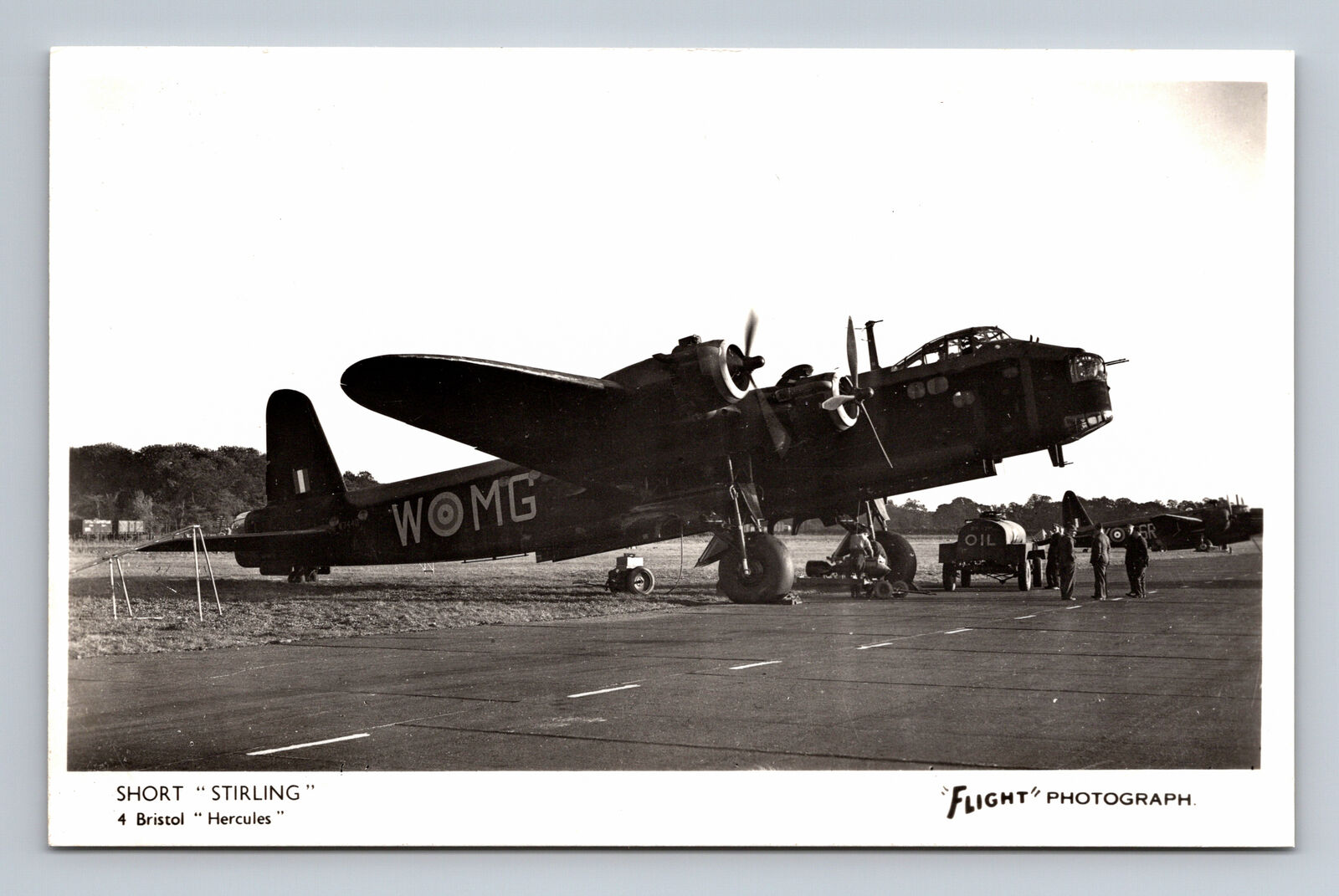 RPPC WWII RAF Short Stirling Bomber Aircraft FLIGHT Photograph Postcard
