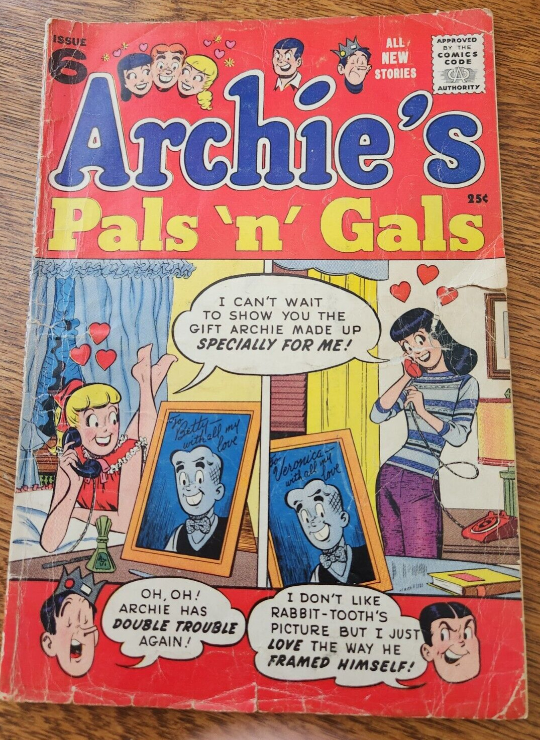 ARCHIE'S PALS 'N' GALS #6 VINTAGE 1957 CLASSIC PART-TIME LOVE-C 80 PAGES