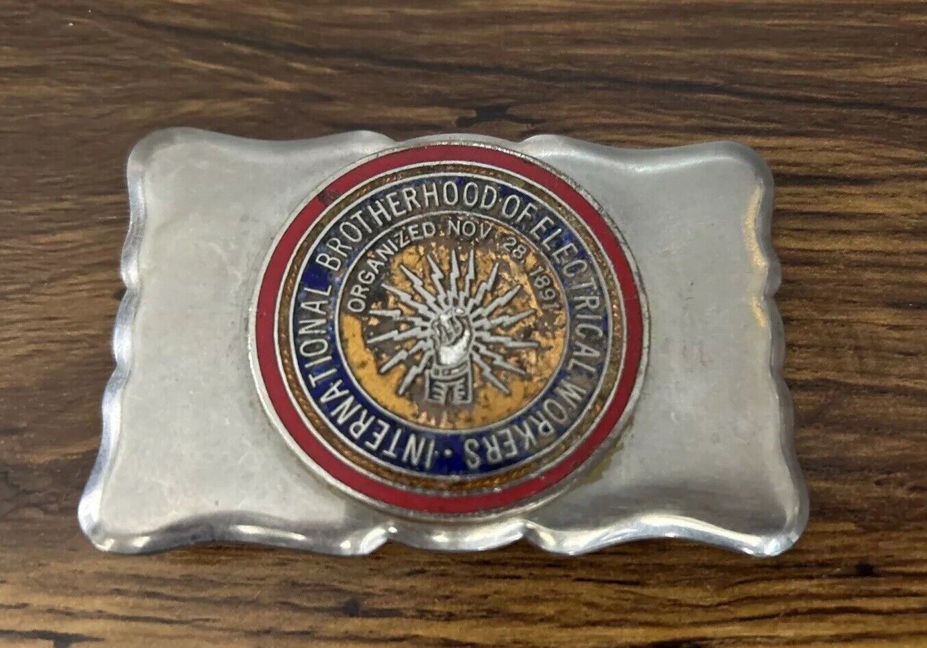 International Brotherhood of Electrical Workers IBEW Vintage Belt Buckle
