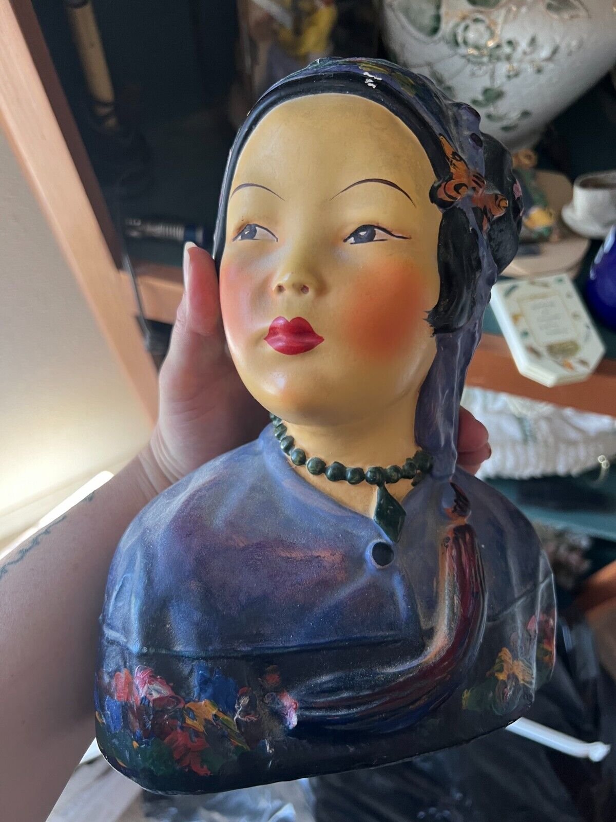 Rare Find Joe Celona Chalkware Bust of Esther Hunt 1923 - Excellent Condition