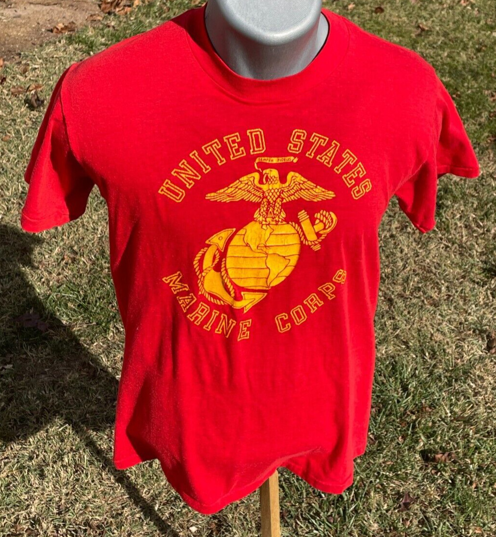 United States Marine Corps Vtg 80\'s T-shirt Sz XL 50/50 USMC Thin Single Stitch