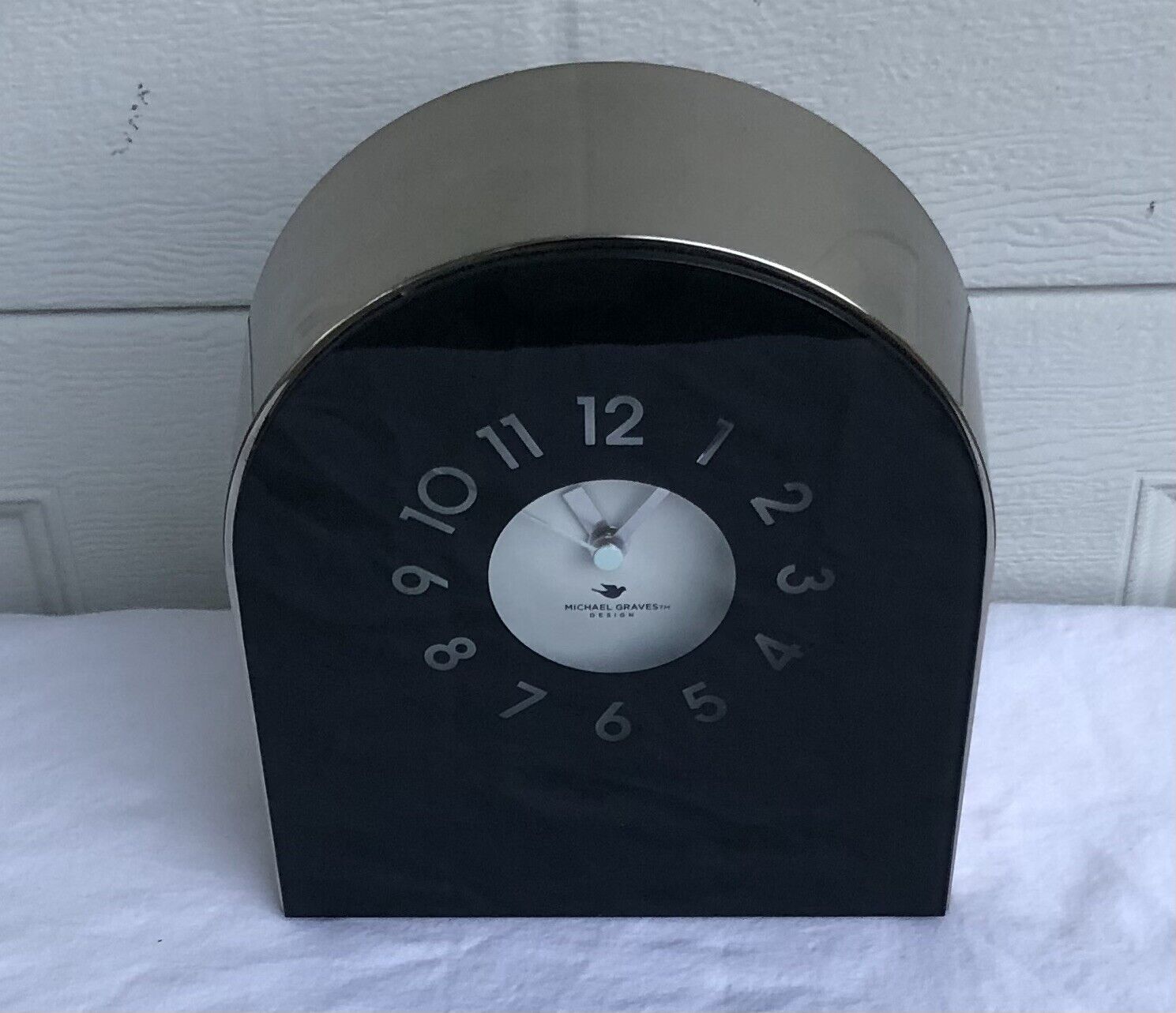 Michael Graves Modern Desk Clock Black Stainless Steel Modern Style Model C1211
