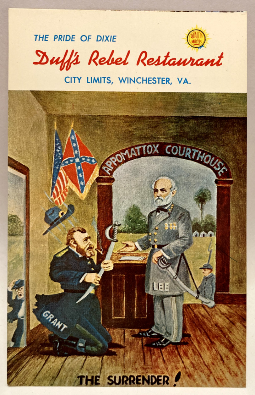 Duff\'s Rebel Restaurant, The Surrender Winchester VA Virginia Vintage Postcard