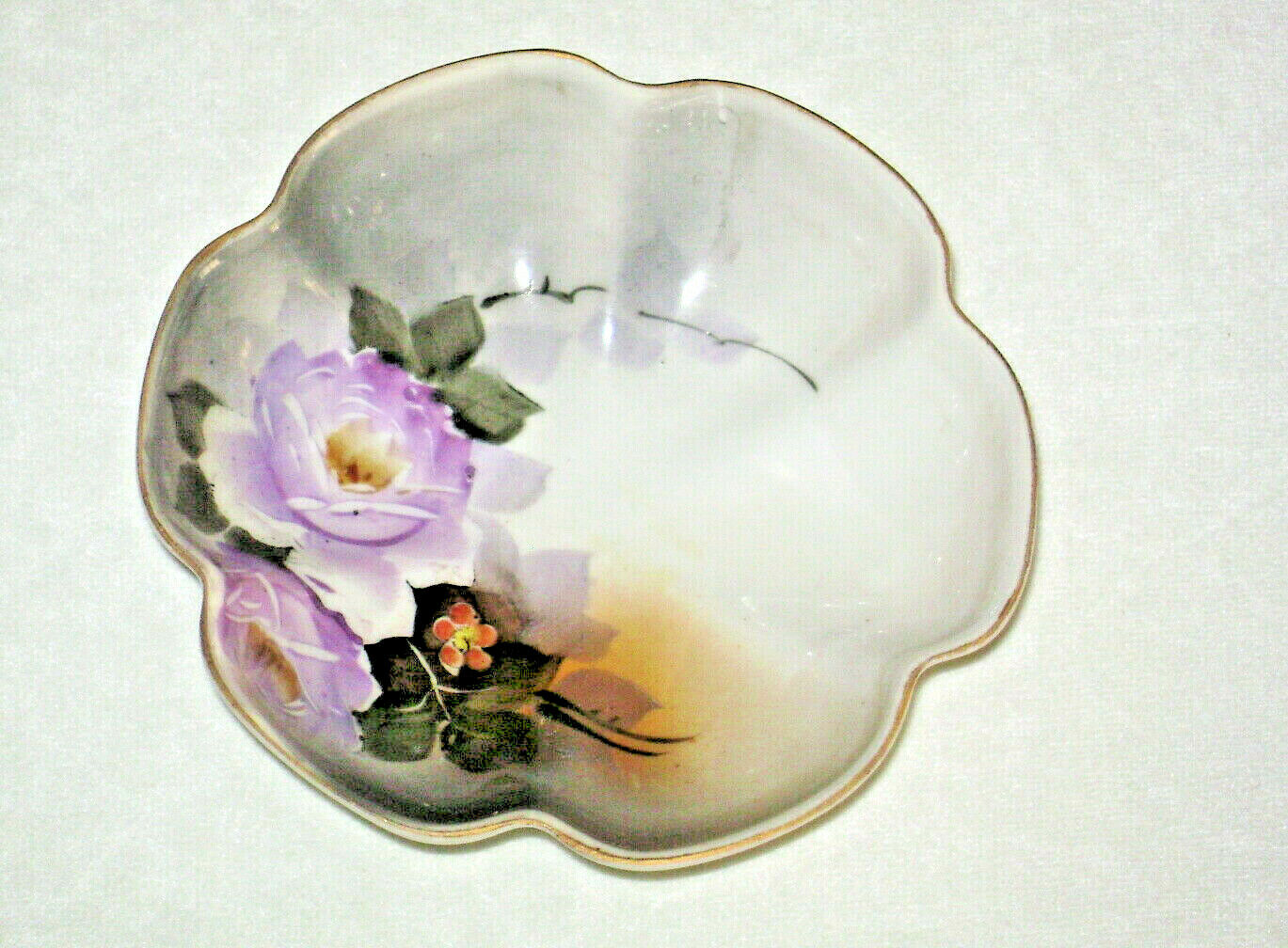 Antique 1920\'s Noritake Porcelain Footed Bowl Lavender Flowers 