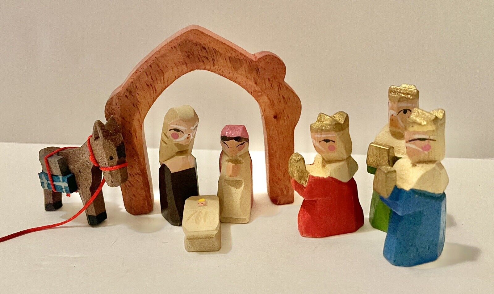 Vintage Lillian Vernon Miniature Wood Christmas Nativity Set 8 Pc